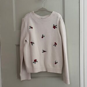 Carter's Cream Sweater with Red Floral Design